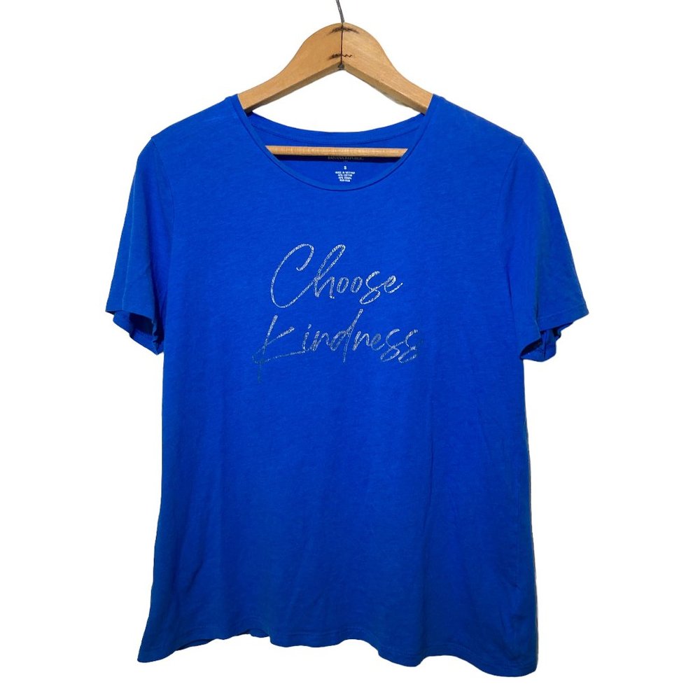 Banana Republic "Choose Kindness" Womens Flowing Blue Cotton T-Shirt SMALL